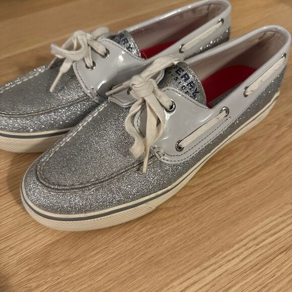 Sperry Top Sider Super Sparkly Silver Glitter Boat Shoes 8.5 - Picture 3 of 8